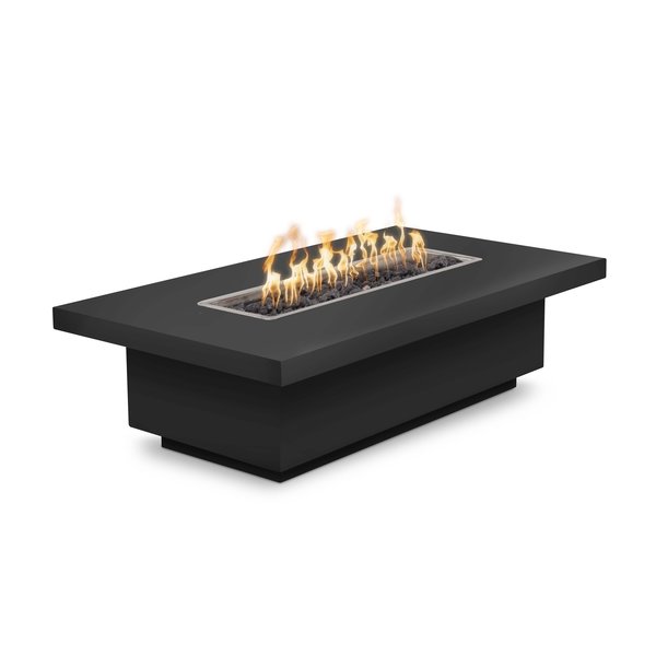 The Outdoor Plus 84 Rectangular Fremont Fire Table, Powder Coated Metal, Black, Natural Gas OPT-FRMPC8415E12V-BLK-NG